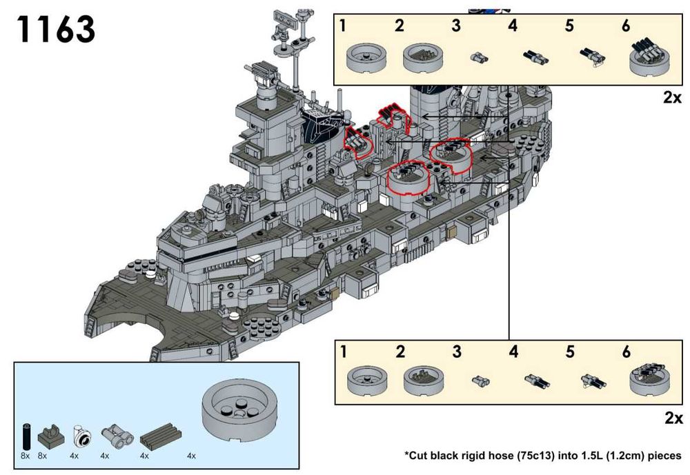 Pancernik Iowa z klocków typu lego skala 1:200 Gigant