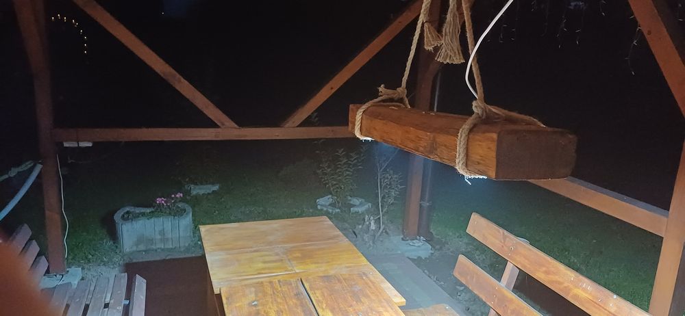 Lampy altanowe drewniane LED wiszące na linach retro/vintage/oldschool