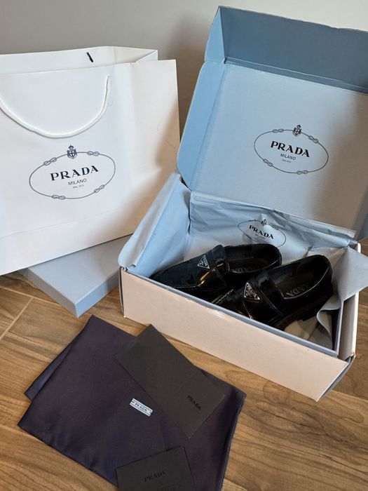 Женские лоферы черные прада prada 37 наличие