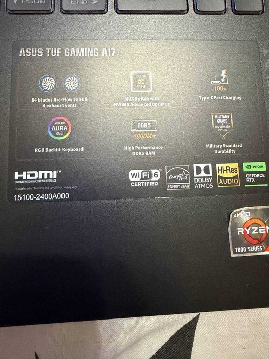 ASUS TUF A17 17.3 "QHD240Hz,Ryzen7 7735HS/RAM 16 Гб/SSD512Гб/RTX4060