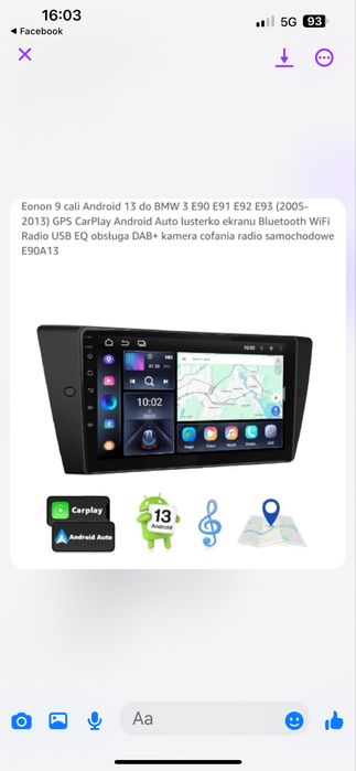 Sprzedam radio android do bmw