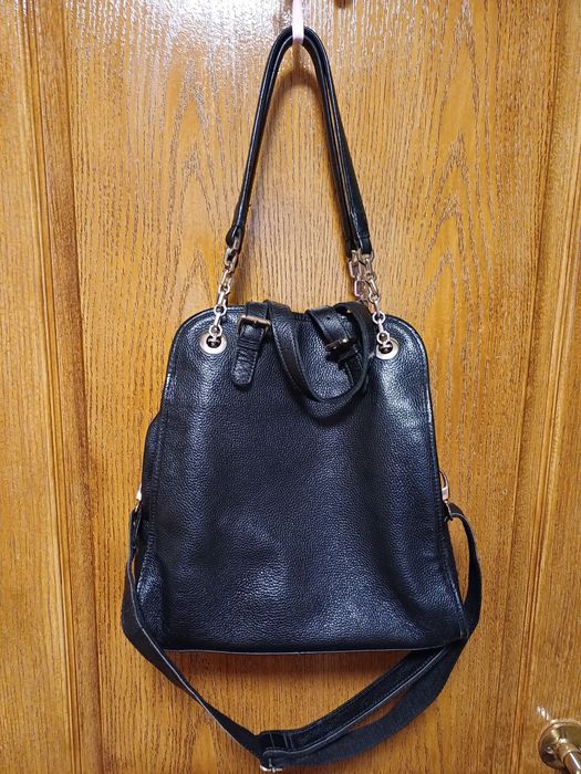 Чорна жіноча сумка із зернистої шкіри