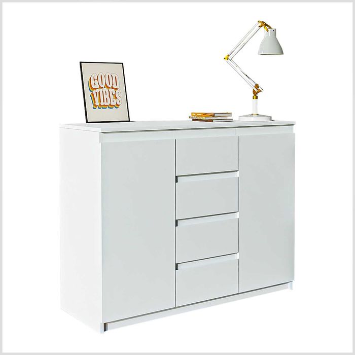 Komoda biała z szufladami do pokoju 110 cm biała komoda do sypialni