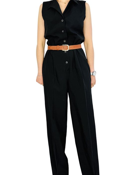 Czarny elegancki kombinezon bez rękawów XL 42