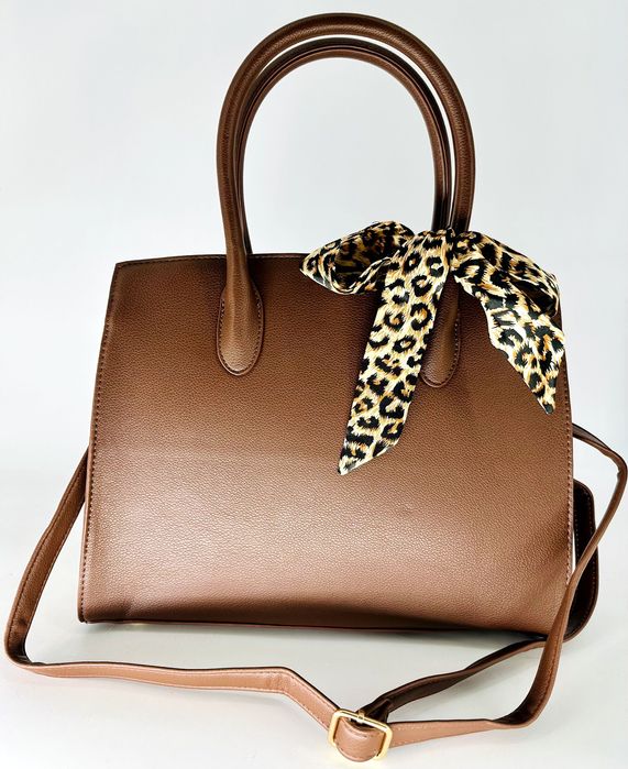 Nowa torebka a4 shopperka brązowa chusta