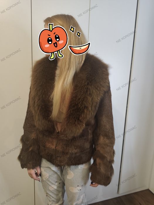 Kurtka futerko naturalne z lisa i królika r. M skóra naturalna