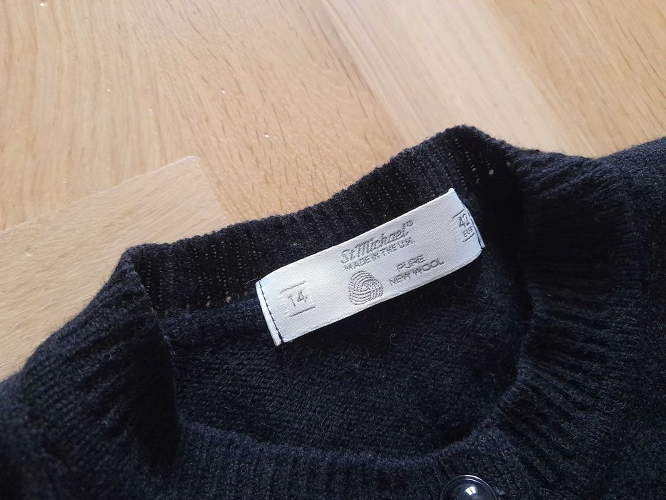 St. Michael pure new wool czarny sweter kardigan 42 100% wełna