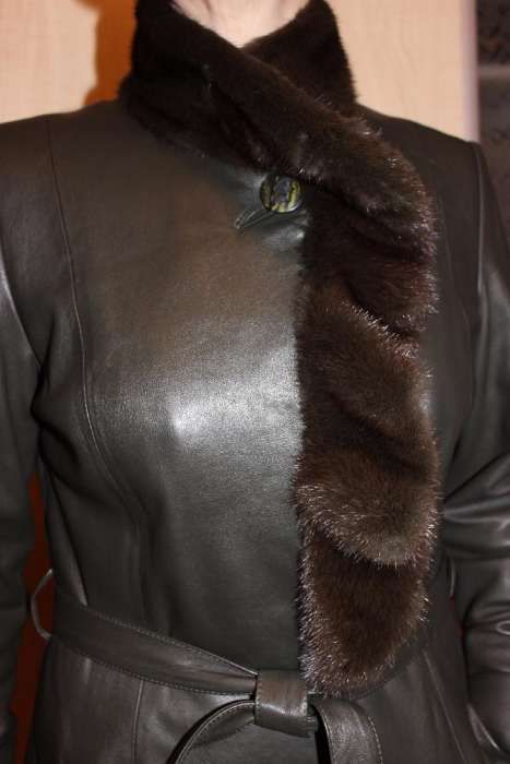 Кожаное пальто с норкой,р.М. Безупречное качество!