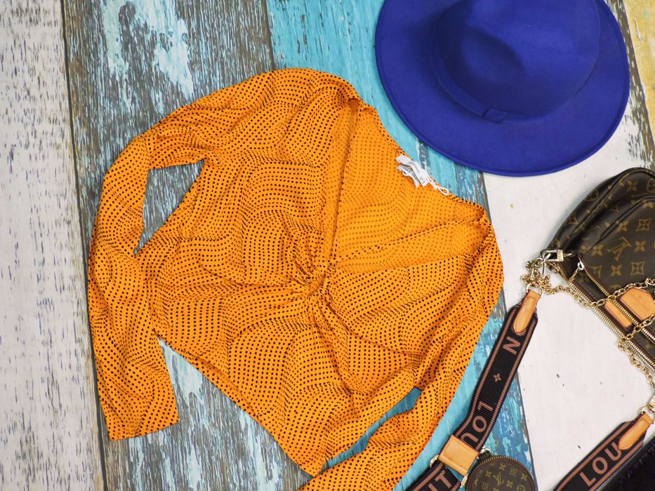 Reserved Miodowa bluzeczka wzory dł rękawek 38