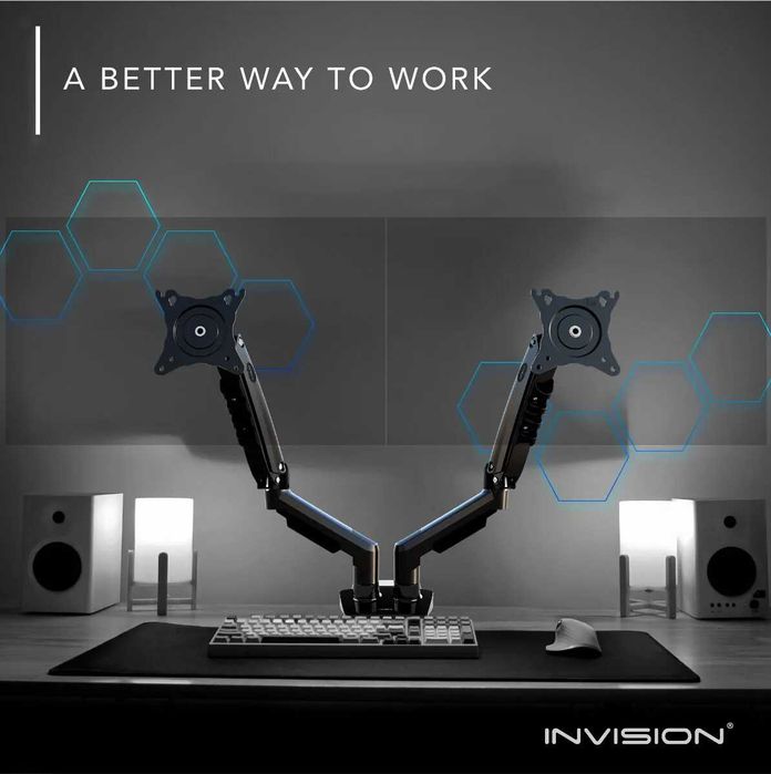 Invision MX400 Suporte para monitor de braço duplo para ecrãs de 19 a 32 polegadas VESA de 75/100 mm