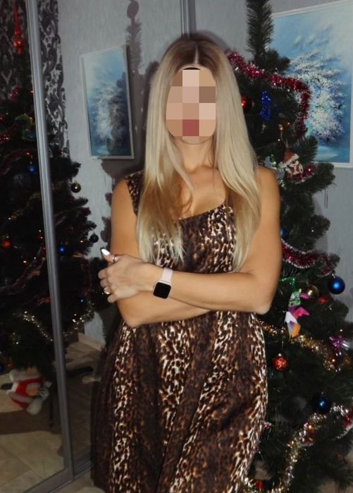 Красивая нарядная туника женское леопардовое платье 46 M