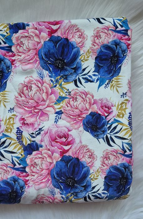 Dresówka pętelka kwiaty bawełna elastan szycie