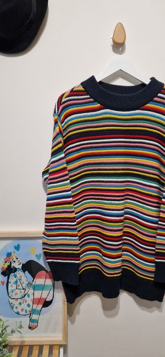 Kolorowy sweter w paski Rainbow by Bonprix rozm. XL