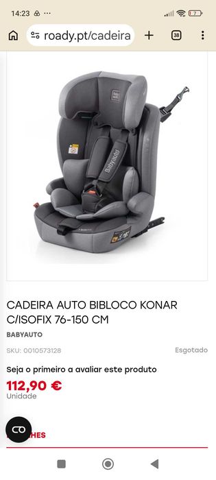 Cadeira auto criança em ótimo estado!