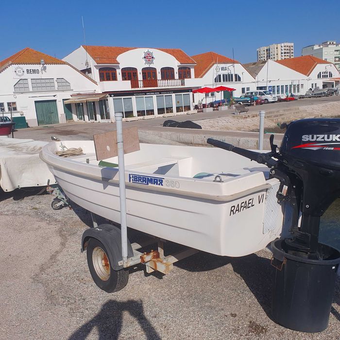 Barco Fibra Mar 3,60m + Motor Suzuki 15 CV 4T Novo