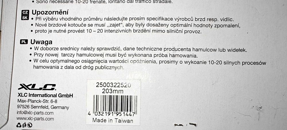 Tarcza hamulcowa XLC BR-X59 203mm – NOWA