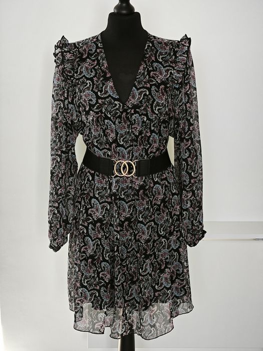 ONLY zwiewna sukienka z długim rękawem - wzór Paisley - rozmiar M/L