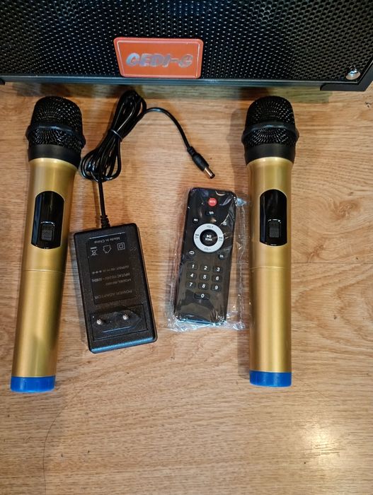 Блютуз караоке акустика Gedi-12(SD,USB,FM)пультДУ,2микрофона