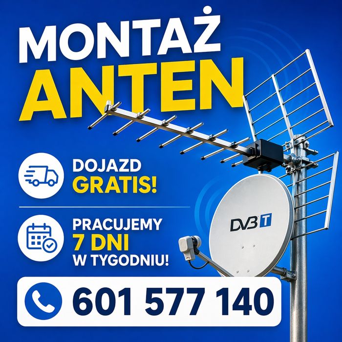 Ustawianie Montaż anten satelitarnych DVBT Będzin Czeladź
