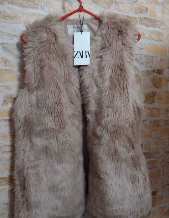 (38/M) ZARA/ Futrzana kamizelka, bezrękawnik futerko