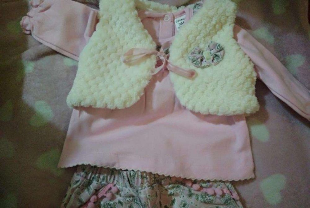 Conjunto para bebê ( calças e camisolas fardadas 100% algodão e colete