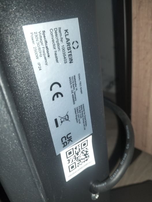 Конвекційний нагрівач Bansin Smart 2500 Klarstein Німеччина  10035403