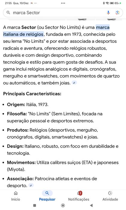 Relogio Sector 450/Itália original caixa fatura 
Sem uso dentro cai