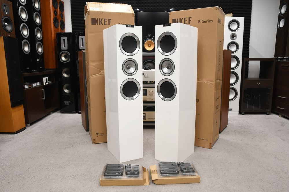 Kolumny podłogowe stereo KEF R700 białe w perfekcyjnym stanie!