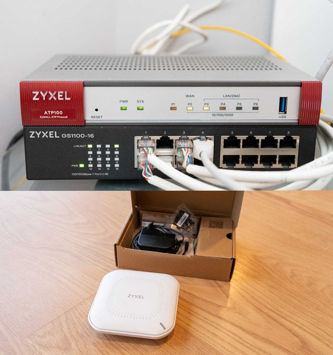 Firewall Zyxel ATP-100 + Zyxel NWA50X + Zyxel GS1100-16