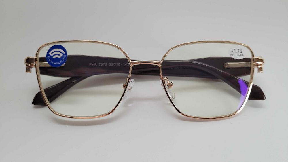 Очки для зрения женские Blue blocker в металлической оправе плюс минус