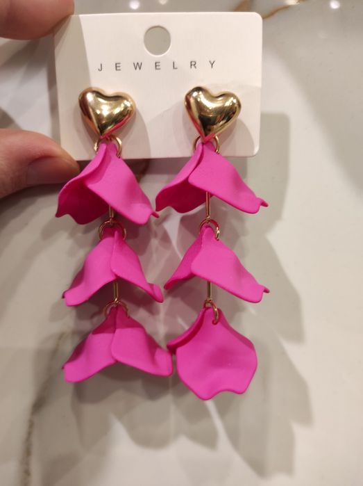 Kolczyki wiszące różowe