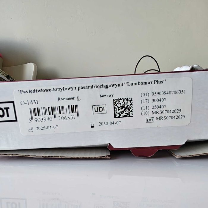 Pas lędźwiowo-krzyżowy Lumbomax Plus O-1431 OMAX REHA FUND Rozmiar L BEŻOWY nowy