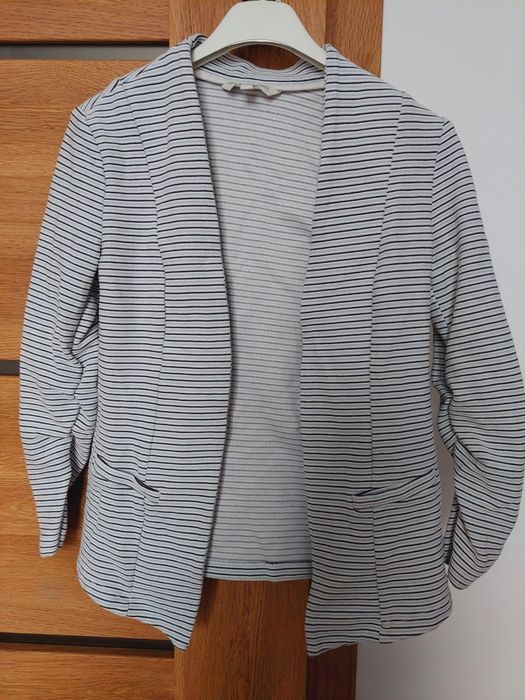 Marynarka w paski biało jasnoniebieskie tom tailor xs 34