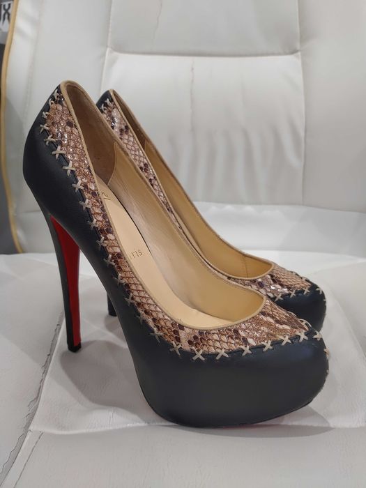 Туфли Christian Louboutin Лабутены Кожа Питон Черные 38 р