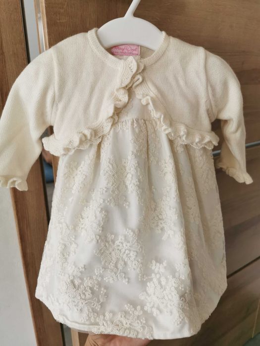 Sukienka  na chrzest/koronka, ecru, tiul, Mayoral r. 68