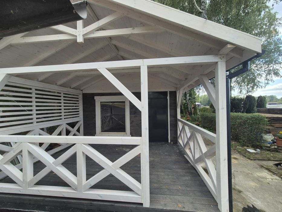 • • • • Domek letniskowy • • • • DAREK V 4x8 m z tarasem DREWNOTRIK