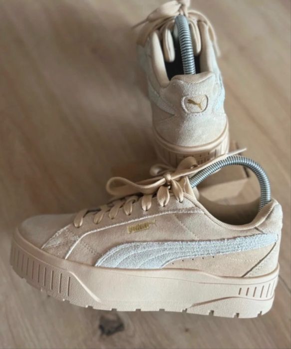 Buty Puma karmen II na platformie beżowe trampki adidasy
