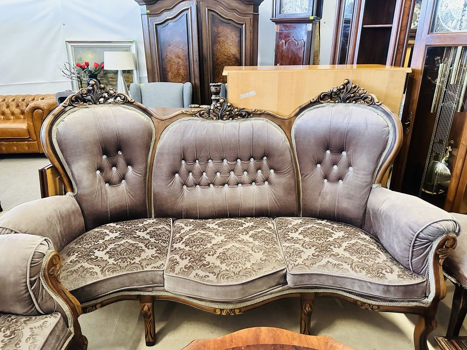 Duży komplet ludwkowski - sofa, 4 okazałe fotele i 2 krzesła :)