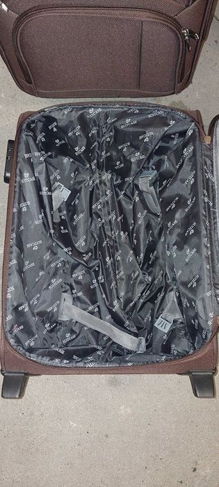 Walizka mała materiałowa rozszerzana brązowa