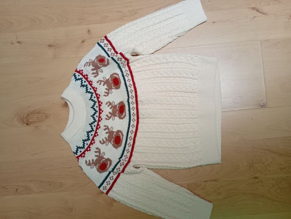 Bawełniany świąteczny sweter dla chłopca r.104