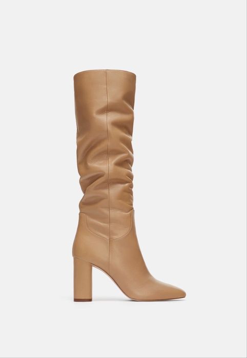 Skórzane kozaki pod kolano Zara r.41