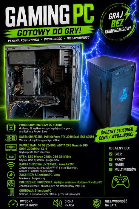 Komputer i5-11400F | RTX 3060 12GB | 16GB RAM | Windows 11
