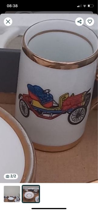 Conjinto porcelana 6 chavenas+pratos c fio ouro/Antigo