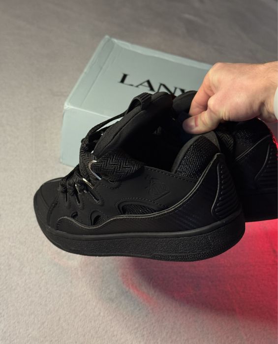 [БЕЗ ПЕРЕДПЛАТ] Кросівки Lanvin Curb Black / ланвін чорні кроси сваг