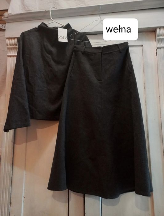 Zara  wełna komplet  spódnica długa sweter
