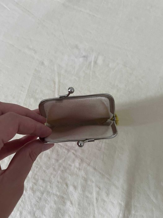 Porta-moedas de fecho de beijo com brilho, degradê rosa e amarelo