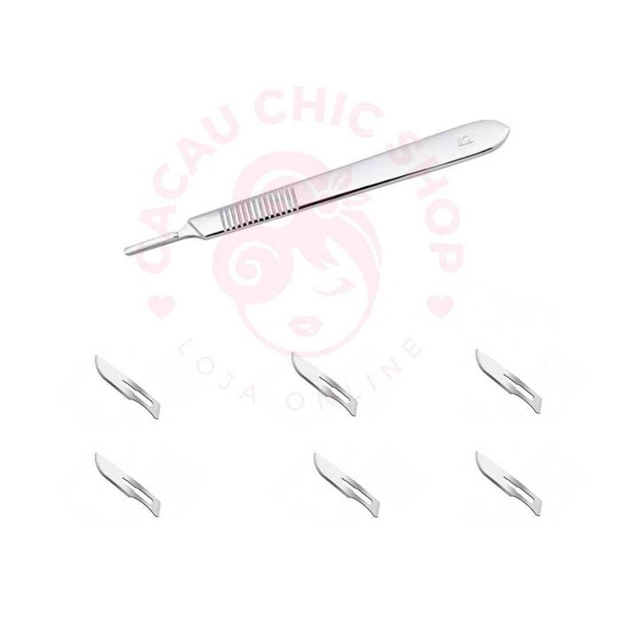 Kit Dermaplaning/Pedicure 100 Lâminas Bisturis Limpeza de Pele