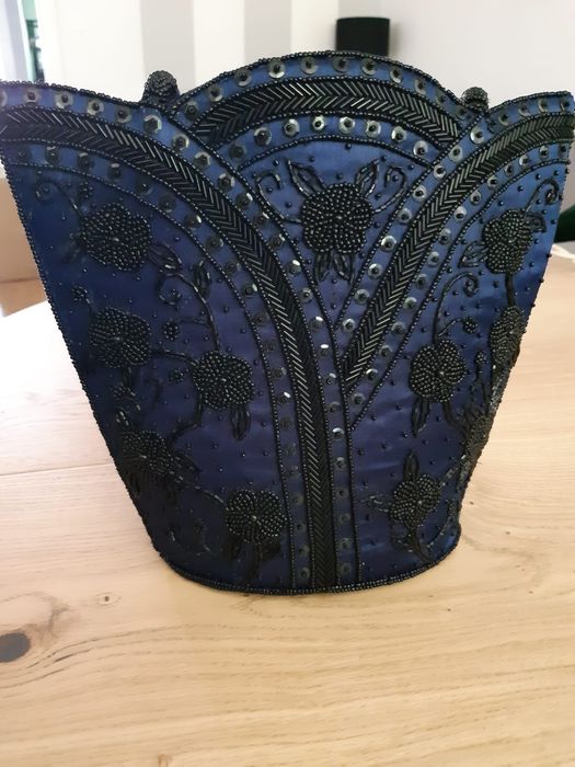 Granatowa torebka damska wizytowa mała torebka ozdobna