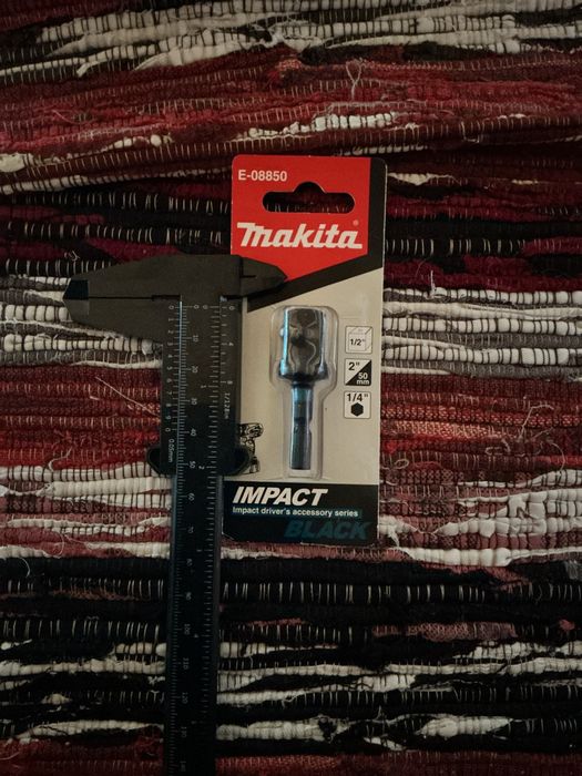 Makita E-08850 Ударний чорний адаптер для гнізда 1/2" X 50 мм 1/4"