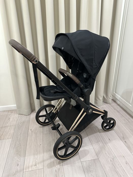 Коляска 2 В 1 Cybex Priam Sepia Black, Шасі Rosegold